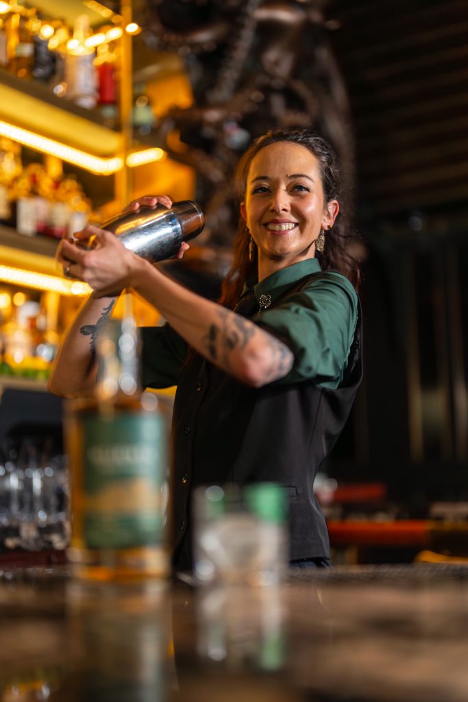 Bartender making a cocktail at Shinji's
